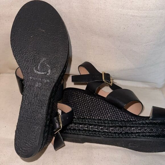 Dione luxury black leather espadrilles size 39 EUC - Picture 4 of 8